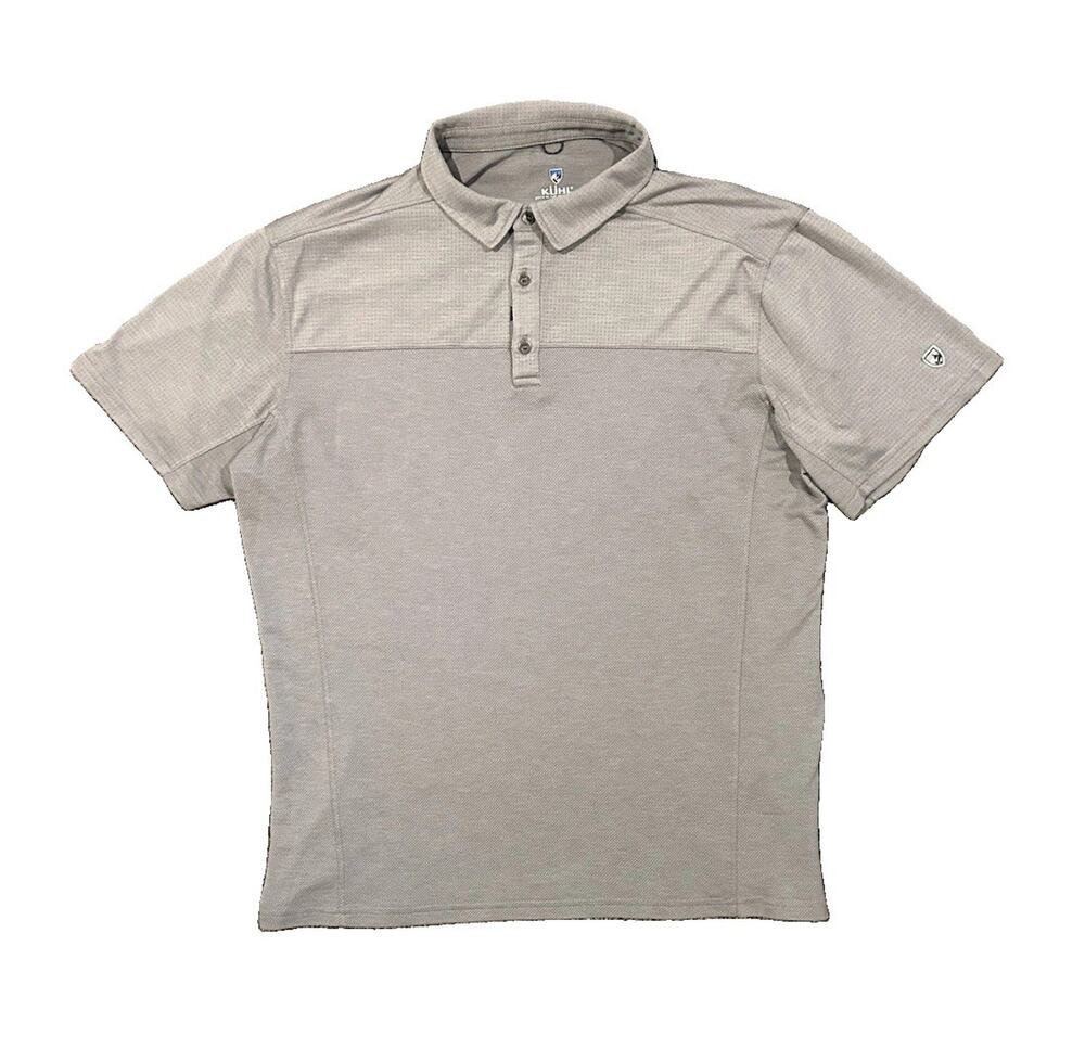 Kuhl Engineered Polo Shirt Men’s XL Gray Performance Outdoor Hiking Lightweight